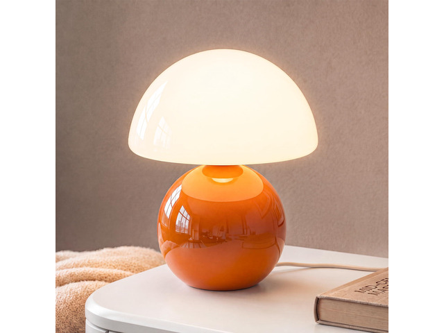 Mushroom Lamp Table Lamp for Bedroom-Small Desk Table Lamps,Orange 8.7' Mid Century Modern Table Lamps for Living Room Bedroom Decor,Cute Ceramic...
