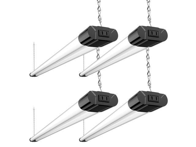 4Pack 4FT LED Shop Light, 65000K, 40W=250W, Linkable for Garage 4400LM, 48Inch Integrated Utility Fixture, Surface + Hanging Mount, Super Bright...