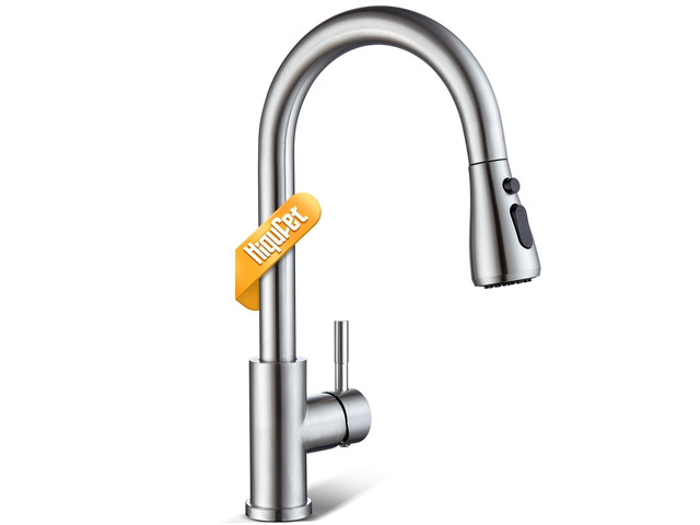 Kitchen Faucet, Pull Down Sprayer, Brushed Nickel Easy Install, 360 Swivel, 3 Spray Modes, SUS304 Stainless Steel, Fits RV/Laundry/Bar Sinks,...