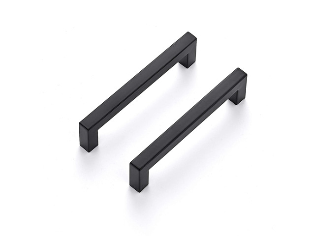 Matte Black Square Cabinet Handles Drawer Pulls,5 Inch,30 Pack Screws Included, Stainless Steel, Square Bar Grip, Easy Install, Kitchen Cabinet...