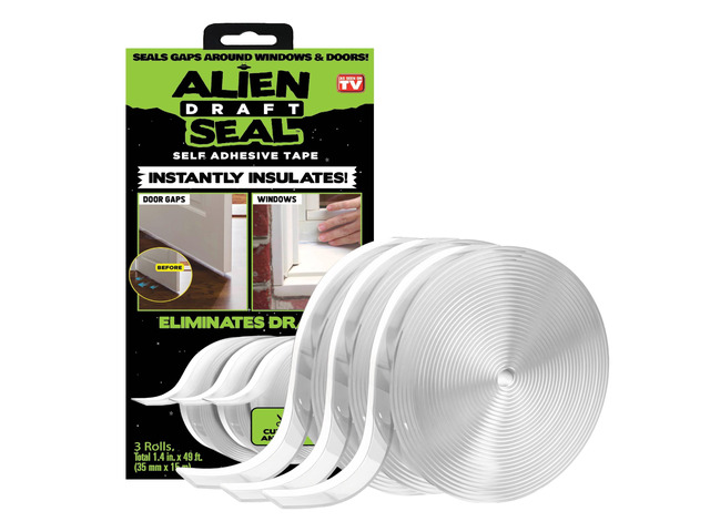 Alien Draft Seal Set of 49 Feet Anti-Draft Adhesive and Flexible Flap to Seal Gaps Around Doors and Windows As Seen On TV