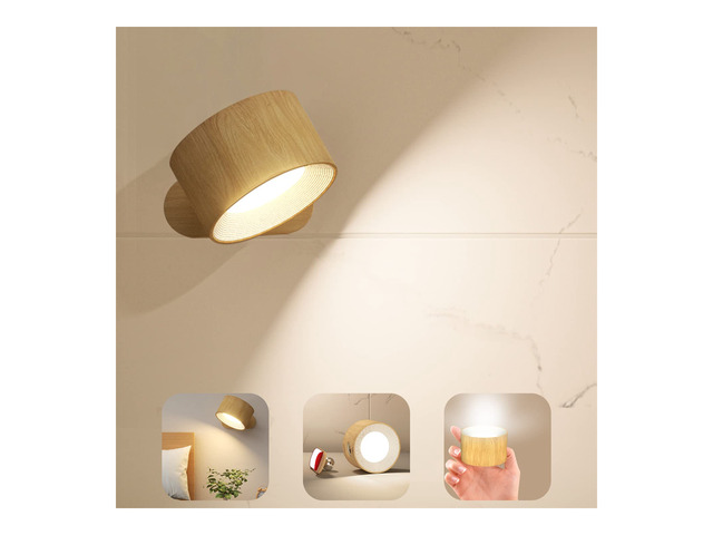 LED Sconces, Wall Mounted Lamps with Rechargeable Battery Operated USB Port 3 Color Temperatures & 3 Brightness Levels 360°Rotate Magnetic Ball,...