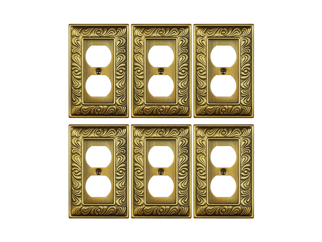 6-Pack Paisley Pattern Duplex Outlet Cover Plate,Metal Switch Plates Wall Plates for Electrical Outlets, 1 Gang Receptacle Cover, Decorative...