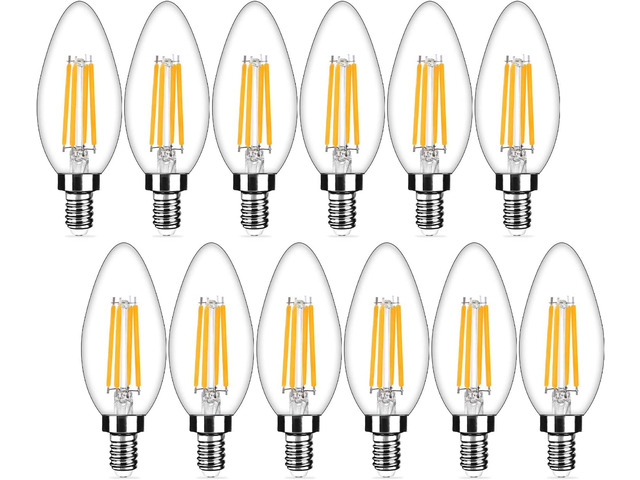 12-Pack Dimmable E12 LED Candelabra Bulbs 40Watt Equivalent, 2700K Warm White, 450Lumens, 4W B11 Vintage Chandelier Light Bulbs, LED Filament Clear...
