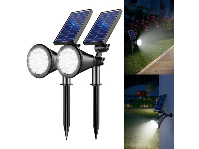 Solar Lights Outdoor Waterproof, 36 LEDs 1000LM Adjustable Solar Spot Lights Outdoor, 2-in-1 Solar Powered Spotlight Landscape Lighting for Garden,...