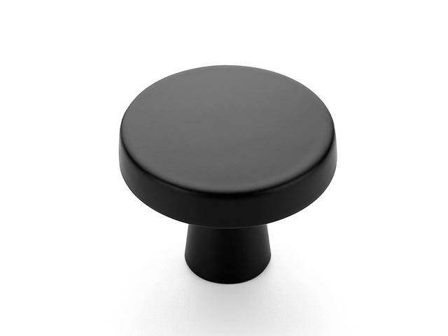 Matte Black Drawer Pulls, 1-1/4 Inch Cabinet Knobs,25 Pack Solid Zinc Alloy, Single Hole, Round Smooth Shape, Dresser Knobs,Simple Cabinet...