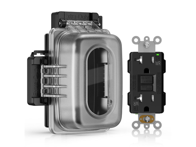 Outdoor GFCI Outlet with Extra-Duty in Use Cover, 20 Amp TRWR Self-Test GFI Receptacle, 1 Gang Weather Resistant in-Use Cover, Lockable,...
