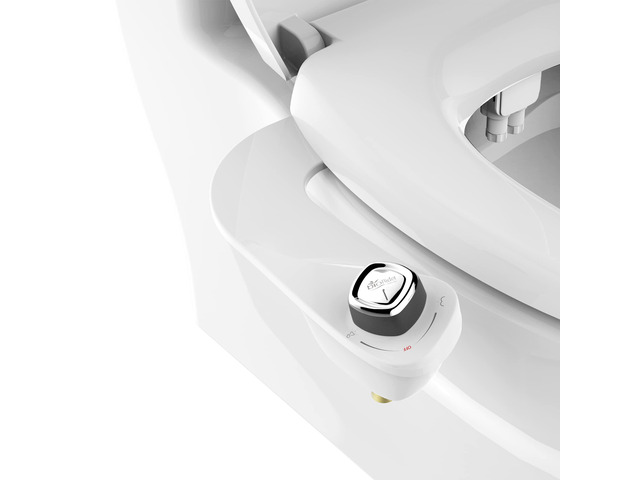 SlimEdge Bidet Attachment for Toilet, Non Electric, Dual Nozzles for Front and Rear Cold Water Wash, Adjustable Water Pressure, White