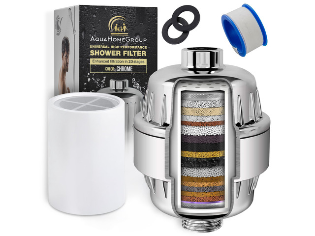 20-Stage Shower Filter, Vitamin C & E, Includes 1 Cartridge 20-stage shower filter, Vitamin C and E, reduces chlorine, heavy metals, sediment for...