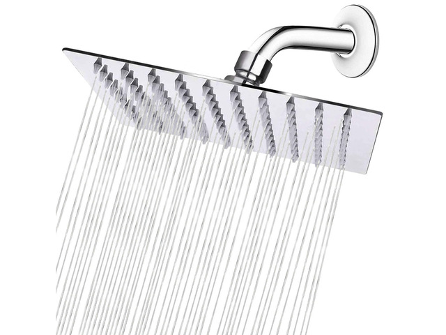 Rain Shower Head, High Flow Stainless Steel Square Rainfall Shower, High Pressure Design, Awesome Shower Experience Even At Low Water Flow (8 Inch,...