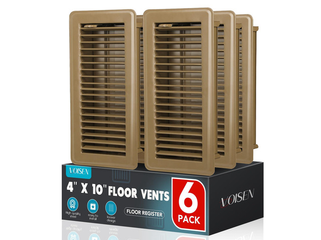 Floor Register 4x10, 6 Pack Brown Floor Vent Covers Heavy Duty Steel Walkable Floor Vents,Vent Covers for Home Floor