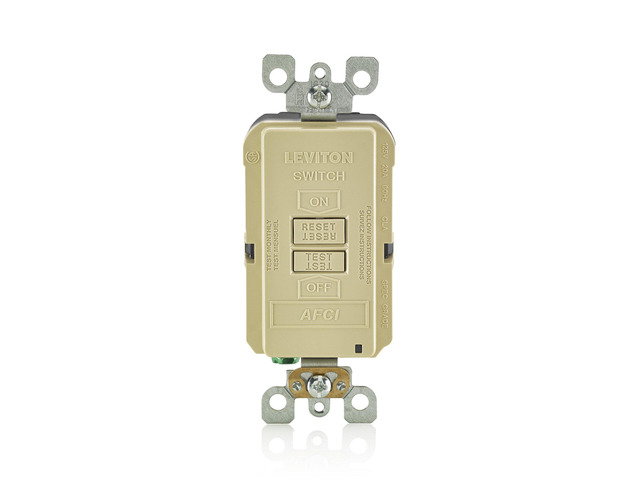 Blank Face AFCI, 20 Amp, Self Test, LED Indicator Light, Provides AFCI Protection Where an Outlet is not Needed, AFRBF-I, Ivory