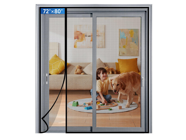 Magnetic Screen Door Mesh Left Right Side Opening Upgraded PET Material Mesh Stronger Than Fiberglass and Polyester,Keep Bugs Out,Pet & Kid...