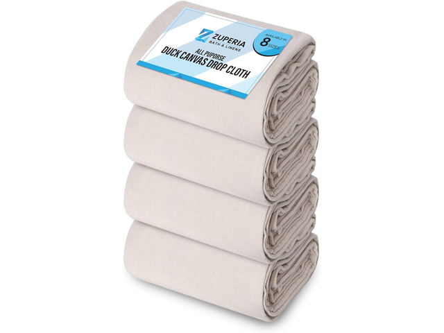 Canvas Drop Cloth for Painting (Size 4x5 Feet Pack of 4) Pure Cotton Painters Drop Cloth for Painting, Furniture & Floor Protection - All Purpose...
