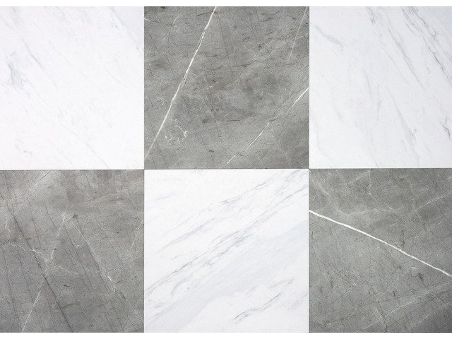 x Chris Loves Julia 12-in by 12-in Bonneville Grey & White Marble Peel & Stick Floor Tiles, FP4421