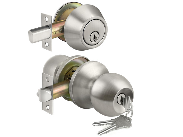 Keyed Same Exterior Door Knob and Single Cylinder Deadbolt Combo Set, Keyed Alike Entry Door Knobs with Lock and Keys for Entrance and Front Door,...