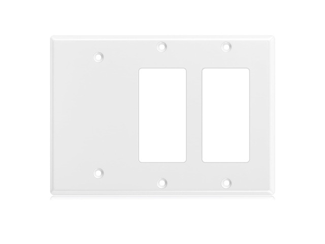 1 Pcs 3-gang 2-decorator 1-blank Wall Plate Standard Size Stainless Steel White Light Switch Plate Gloss Finish Size 3-gang 4.50' x 6.38'...