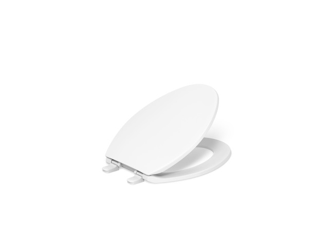 K-4774-0 Brevia Elongated White Toilet Seat with Quick-Release Hinges And Quick-Attach Hardware For Easy Clean, White