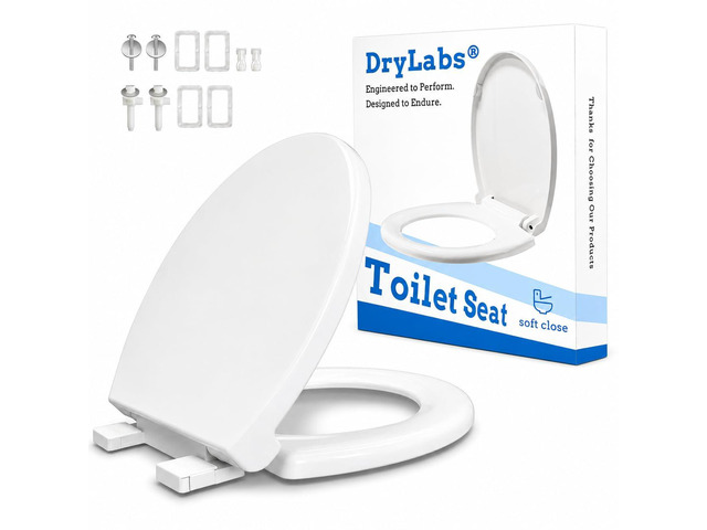 Round Toilet Seat 16.5' Soft Close, Durable PP Toilet Seat, Easy Installation & Removal, Fits Most Toilet Bowls