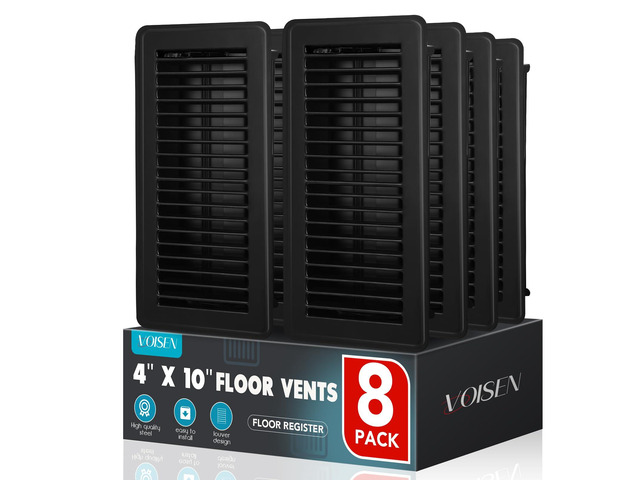 Floor Register 4x10, 8 Pack Black Floor Vent Covers Heavy Duty Steel Walkable Floor Vents,Vent Covers for Home Floor