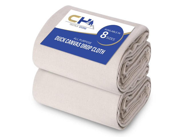 Canvas Drop Cloth for Painting (Size 4 x 12 Feet - Pack of 2) - Pure Cotton Painters Drop Cloth for Painting, Furniture & Floor Protection - All...