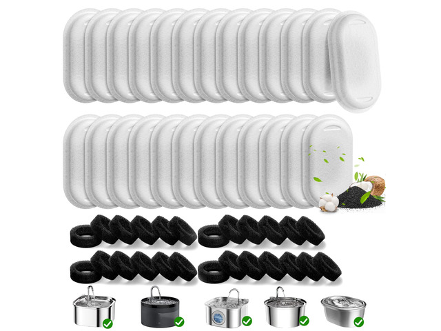 50 Pack Cat Water Fountain Filters for Stainless Steel Pet Water Dispenser 108/3.2L& 67oz/2L& 4L/135oz Cat/Dog Fountain Filter Replacement(25...