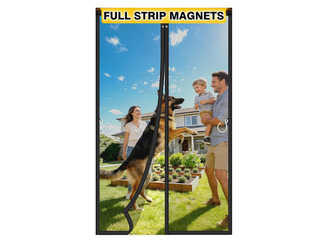 Upgraded Magnetic Screen Door Mesh, Full Strip Magnets, Heavy Duty Fiberglass Mesh, Door Screen Magnetic Closure for Single Door Size 32 x 80 Inch,...