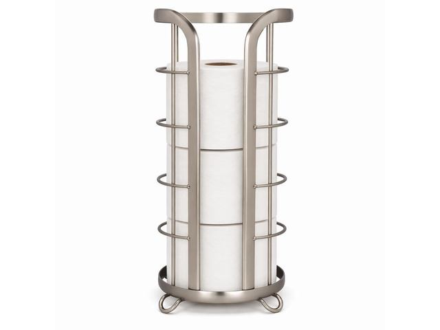 Toilet Paper Holder Stand Reserve - Free Standing Toilet Paper Stand with Storage that Holds Mega Rolls, Standing Bathroom Tissue Organizer,...