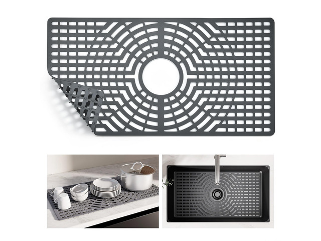 Silicone Sink Protector for Kitchen Sink, 24'x12' Center Drain Scratch protection, cushions fragile dishes and glassware, dishwasher safe,...