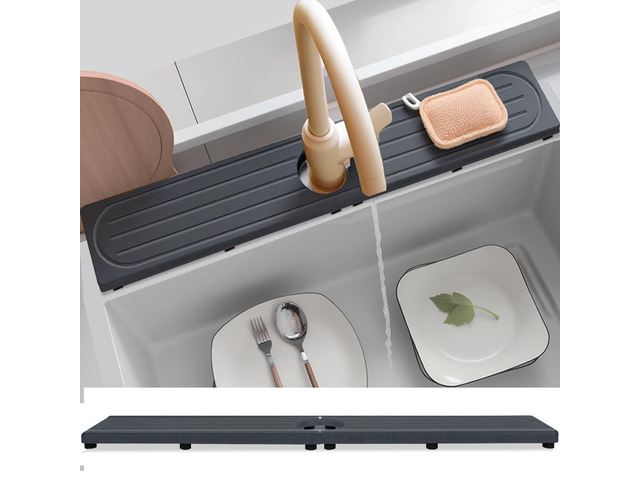 Fast Drying Stone Faucet Mat for Kitchen Sink with Raised Feet, Water Absorbent Diatomite Stone Sink Tray, Faucet Sink Splash Guard, Prevents...