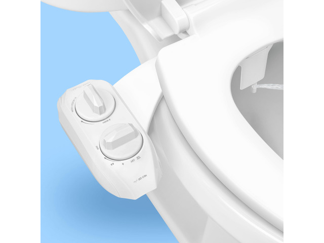 NEO 120 PLUS - Patented Non-Electric Bidet Attachment, White Non-Electric, Single Nozzle, Slide-In Install, 360° Self-Clean, EZ-Lift to Clean, Rear...