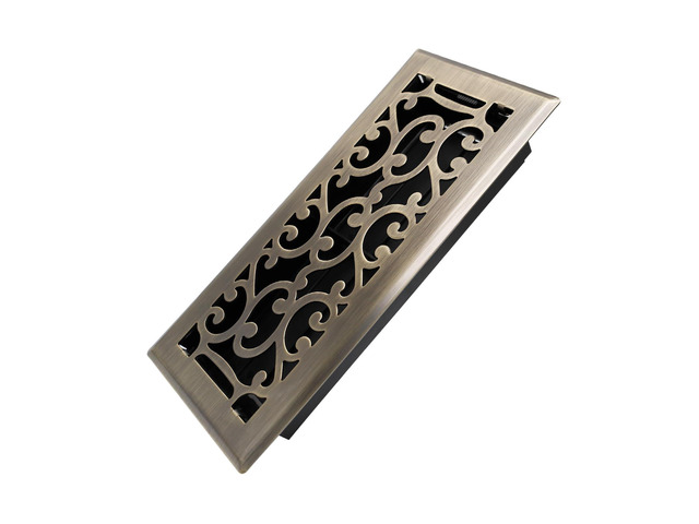 4x10 Inches Heavy Duty Walkable Floor Register - Easy Adjust Air Supply Lever Decorative Floor Vent Covers - Savannah Design Vent Covers for Home -...