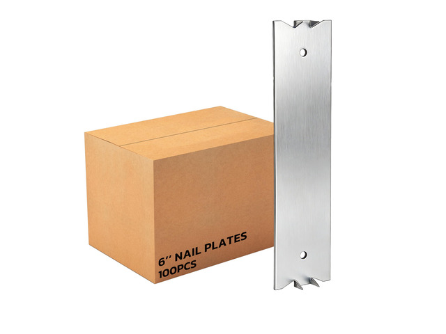 100 PCS 6 x 1.5 Inch Nail Plate for Wood Studs, Metal Cable Protector Plate Safety Nail Plates with Sharp Pointed Prongs, Steel Cable Wire for...