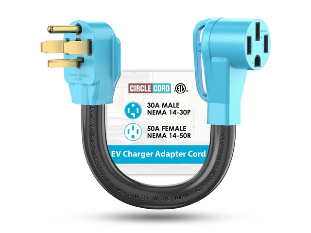 4 Prong NEMA 14-30P to 14-50R EV Charger Adapter Cord Compatible with Tesla Model 3/S/X/Y, 30 Amp Dryer to 50 Amp EV for Leave 2 Charging, ETL...