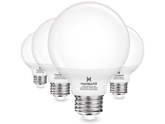G25 LED Globe Light Bulbs, 60W Equivalent, 5000K Daylight Bathroom, E26 Base, Eye-Friendly Vanity Round, Perfect for Vanity Makeup Mirror, 120V...
