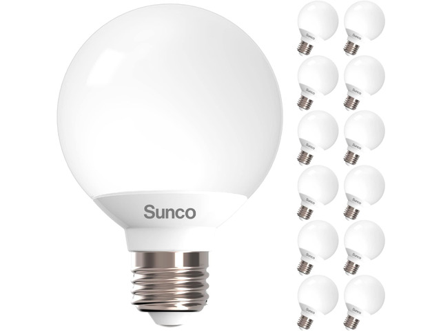Sunco 12 Pack G25 LED Light Bulb, Globe, Vanity Bathroom Mirror, 6W=40W 3000K Warm White, Frosted Lens, 450LM, Dimmable, E26 Medium Base, Vanity...
