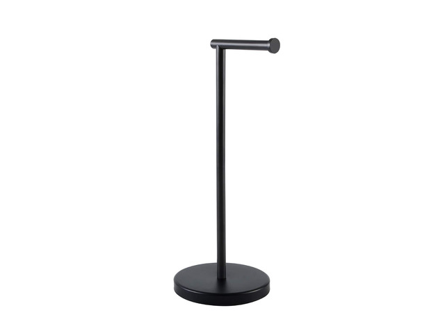 Bathroom Toilet Paper Holder Stand Modern Tissue Roll Holder SUS304 Stainless Steel Rustproof Freestanding 20.2' H, Matte Black BPH283S1-BK