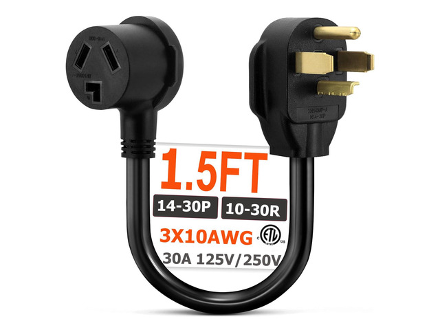 1.5FT 3 Prong to 4 Prong Dryer Adapter, 4 Prong to 3 Prong Dryer Adapter NEMA 14-30P Male to 10-30R Female, Dryer Cord Adapter 4 to 3 prong, STW...