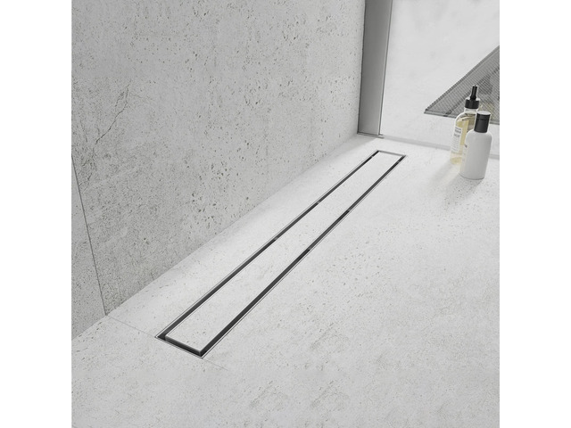 24'Linear Shower Drain Brushed Silver Drain with Tile Insert Grate AISI 304 Stainless Steel Fast Drainage Rectangle Hidden Shower...