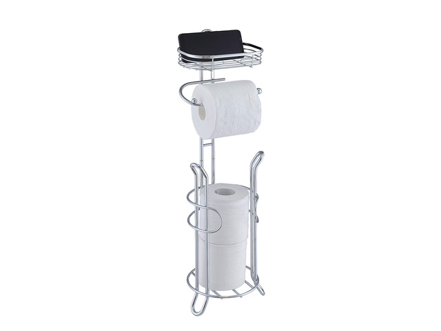 Bathroom Heavyweight Toilet Tissue Paper Roll Storage Holder Stand with Reserve and Shelve, The Reserve Area Has Enough Space to Store Mega Rolls....