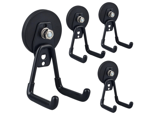 Heavy Duty Magnetic Garage Hooks,4 Pack Strong Large Magnet Hook for Power Drill,Garden Tools,Hose,Pegboard,Garage, Workshop,Magnetic Storage Hooks...
