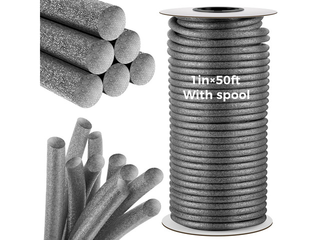 1 Roll 1 Inch X 50 ft Foam Backer Rod for Gaps Joints,Gray Caulk Saver Concrete Crack Filler, Weather Stripping Seal, Door Window Insulation,...