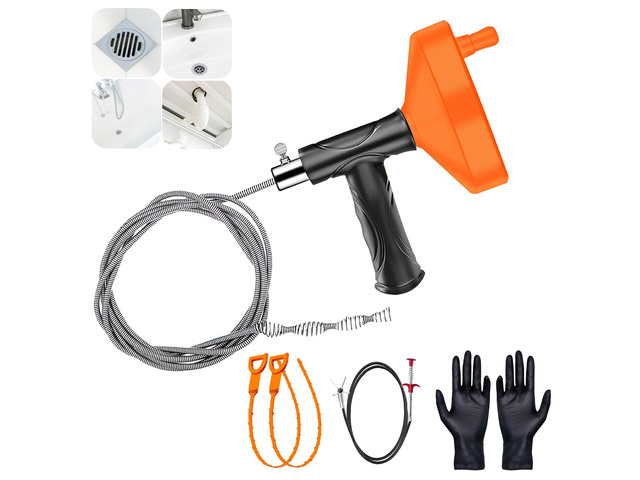 33 Feet Drain Snake Auger, Plumbing Snake Drain Hair Clog Removal Tool, Heavy Duty Toilet Snake Auger, Sink Unclogger Drain Cleaner Tool for...