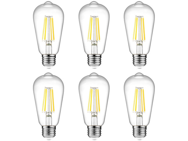 Vintage LED Edison Bulbs, 6W, Equivalent 60W, Non-Dimmable, High Brightness Cool White 4000K, ST58 Antique LED Filament Bulbs with 80+ CRI, E26...