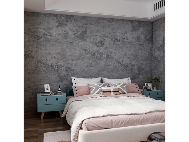 16'×354' Grey Blue Concrete Contact Paper 3D Extra Thick Faux Cement Concrete Wallpaper Peel and Stick Vinyl Textured Removable Adhesive Sticky...