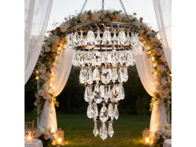 Solar Hanging Crystal Chandelier Outdoor Waterproof Garden Light Acrylic Beads Bright Warm LED Tree Hanging Lantern for Mom's Gifts Garden Gazebo,...