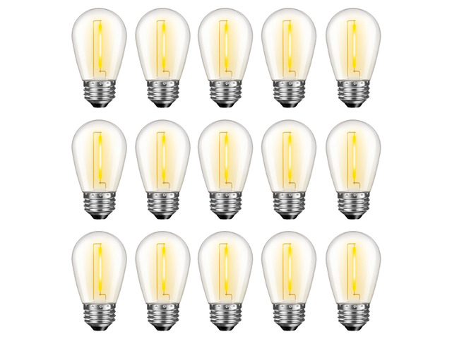 LED S14 Replacement Light Bulbs for Outdoor String Lights, 1W Shatterproof Edison Light Bulbs for Outside Patio Garden, E26 Standard Base,...