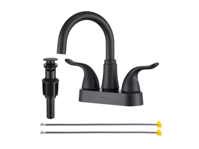 Bathroom Sink Faucet 2 or 3 Hole Matte Black Centerset 4 Inch Bathroom Faucet 2 Handle Plating Over ABS Plastic Non-Metallic Lavatory Bathroom...