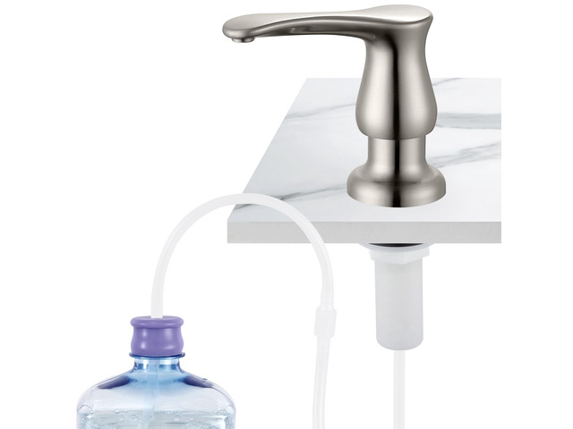 Kitchen Sink Soap Dispenser Brushed Nickel, G0086BN-G Under Sink Soap Dispenser with 40' Silicone Extension Tube, Say Goodbye to Frequent Refills