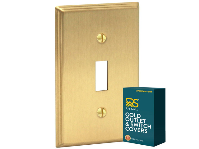 Brass Deco Collection Gold 1-Gang Toggle Light Switch Plate Standard Size 4.5' x 2.75' Flip Switch, Heavy-Gauge Decorative Wall Plate Covers,...